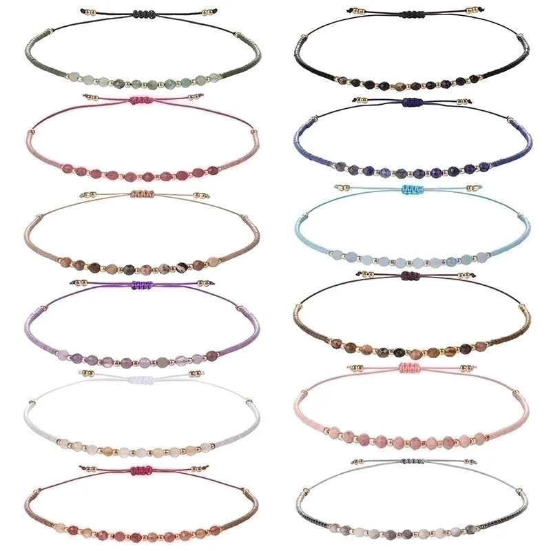 3 Pieces Minimalist Round Bead, Stone Beaded Bracelets