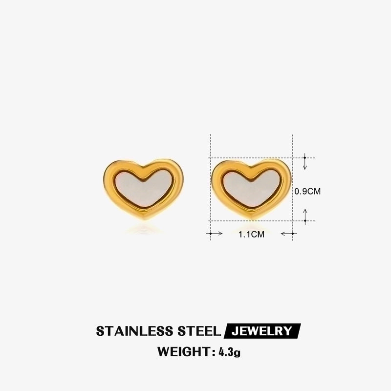 304 Stainless Steel Titanium Steel 18K Gold Plated Sweet Plating Heart Shape Acrylic Bracelets Earrings Necklace