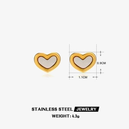 304 Stainless Steel Titanium Steel 18K Gold Plated Sweet Plating Heart Shape Acrylic Bracelets Earrings Necklace