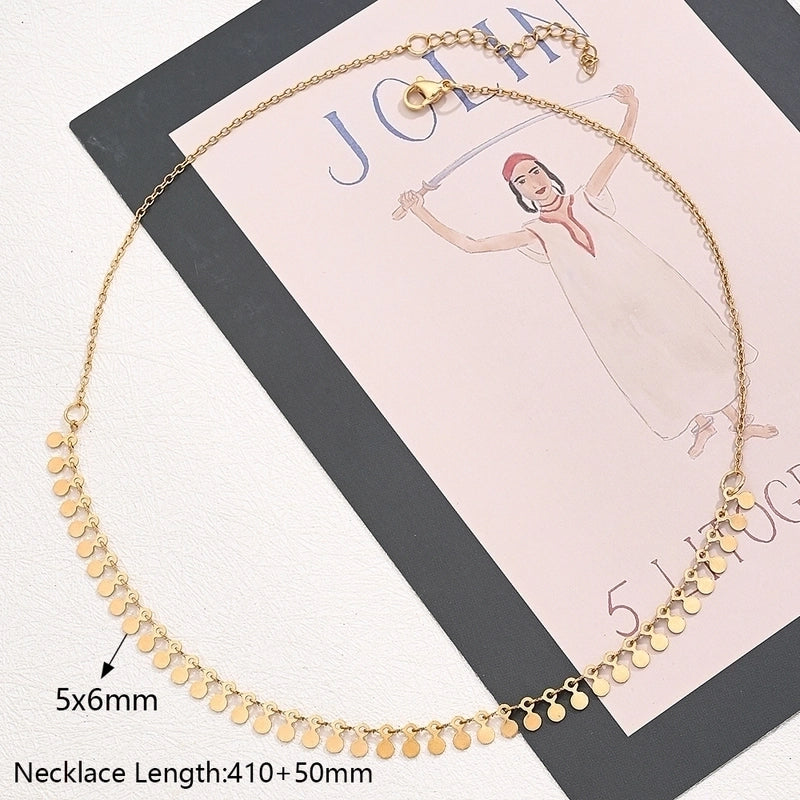 Casual Modern Style Minimalist Round Oval Simple 304 Stainless Steel 18K Gold Plated Handmade Polishing Plating Jewelry Set