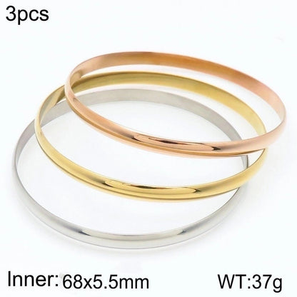Minimalist Round Stainless Steel 18K Gold Plated Bangle In Bulk