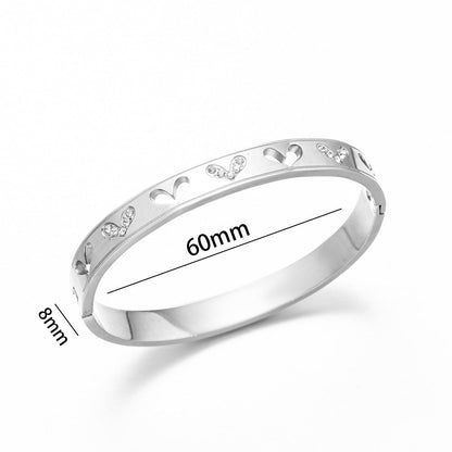 Moderate Luxury Ellipse Titanium Steel 18K Gold Plated Bangles