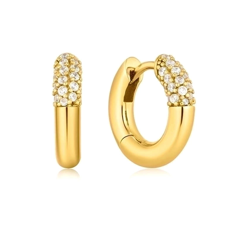 1 Pair Retro Round Copper Zircon Hoop Earrings