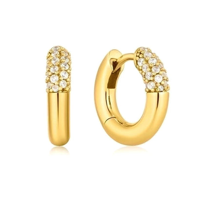 1 Pair Retro Round Copper Zircon Hoop Earrings