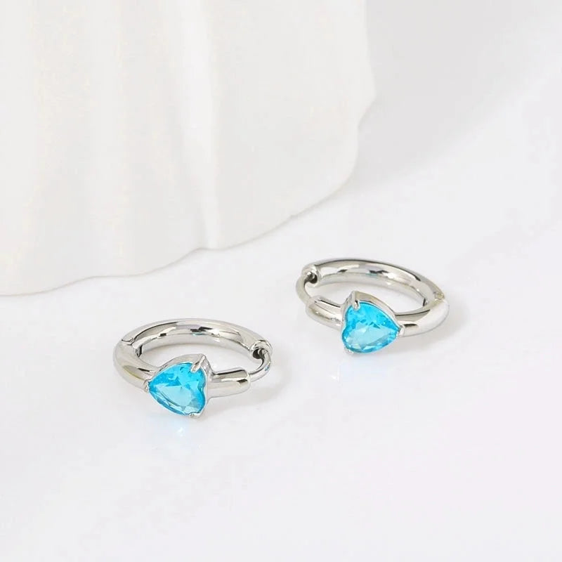 1 Pair Minimalist Heart Shape Inlay Titanium Steel Zircon Earrings