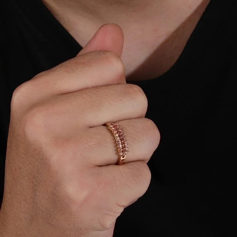 304 Stainless Steel 14K Gold Plated Elegant Inlay Geometric Zircon Rings