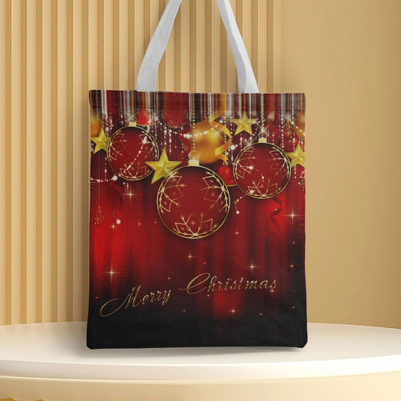 Christmas Unisex Polyester Christmas House Christmas Tree Santa Claus Cute Square Open Handbag