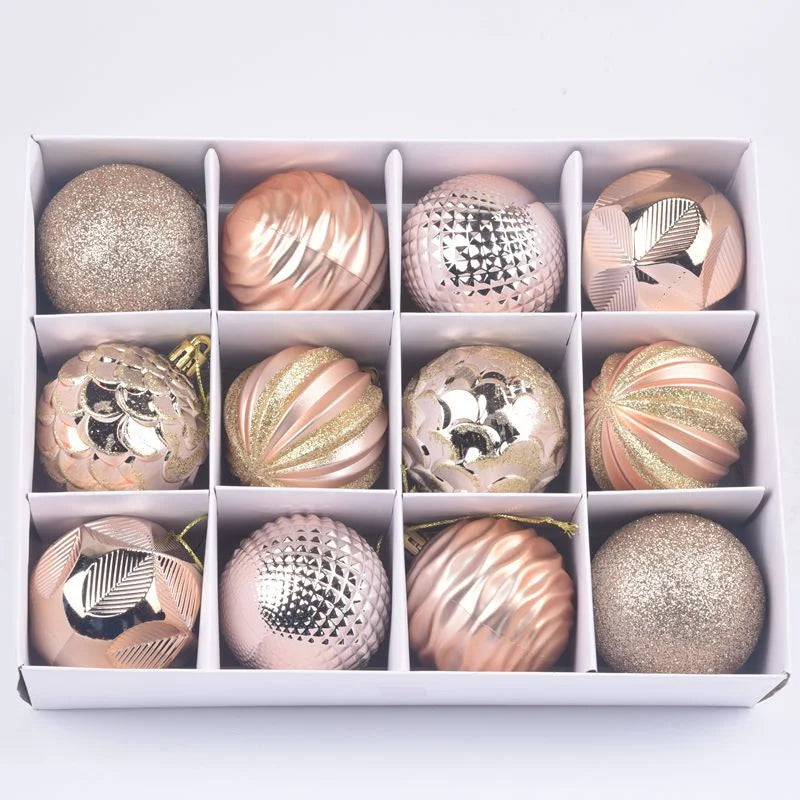 Hot-selling Christmas Supplies Gift Decoration Colorful Balls 6cm 12-pack Boxed Painted Irregular Christmas Balls