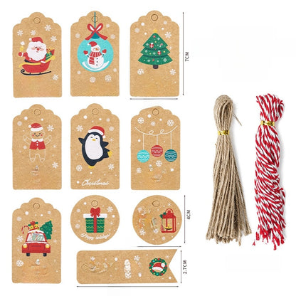 Christmas Fashion Christmas Tree Santa Claus Snowman Kraft Paper Party Hanging Ornaments
