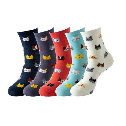 Women's Socks Fun Cat Socks Mid-length Socks Novelty Dog Animal Women's Socks Cotton Socks Cartoon Stockings Yama