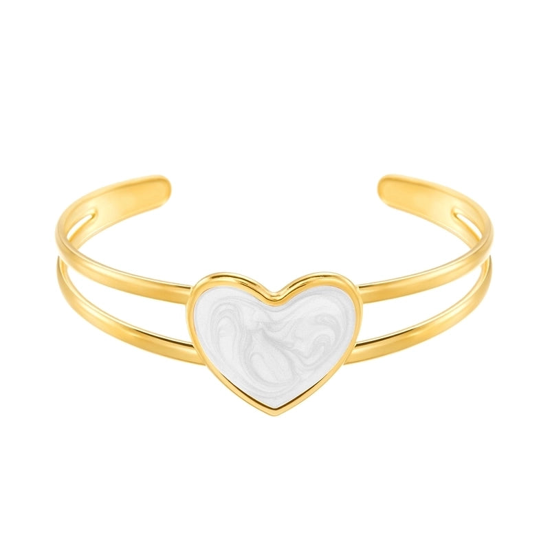 Elegant Minimalist Heart Shape 304 Stainless Steel Bangle In Bulk
