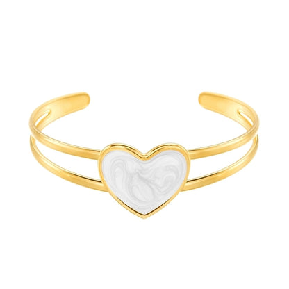 Elegant Minimalist Heart Shape 304 Stainless Steel Bangle In Bulk