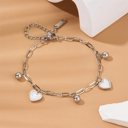Minimalist Classic Style Heart Shape 304 Stainless Steel Stainless Steel Bracelets In Bulk