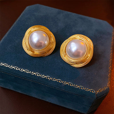 2 Pieces Mid-century Modern Round Geometric Copper Electroplating Earrings