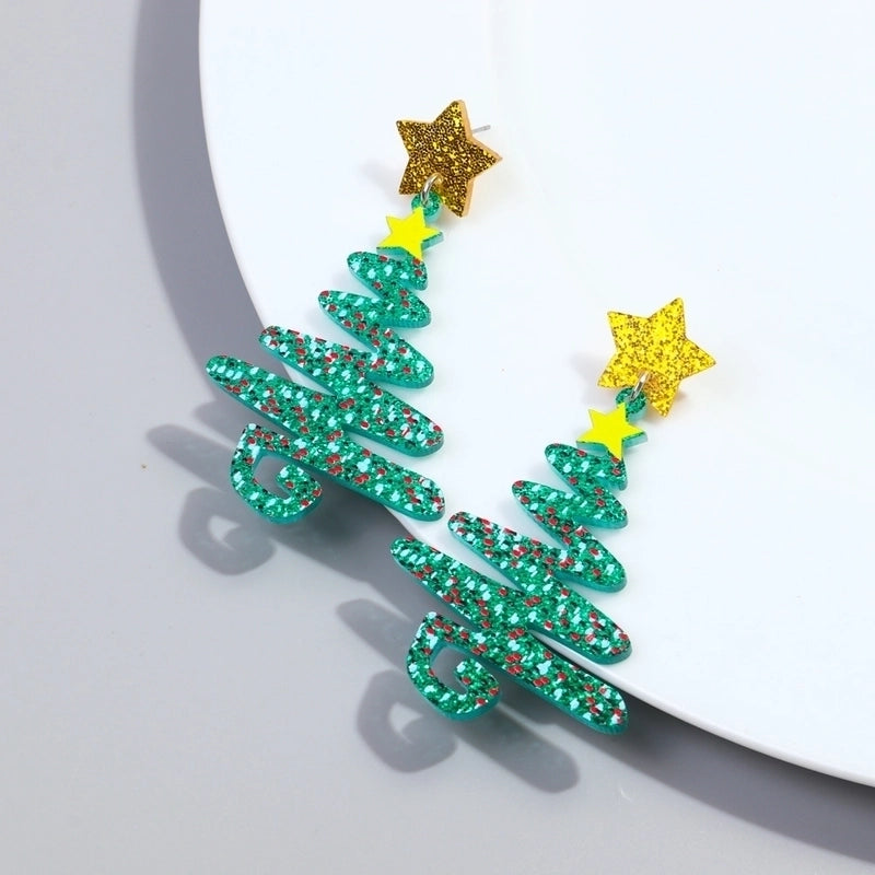 1 Pair Cute Sweet Christmas Tree Arylic Drop Earrings