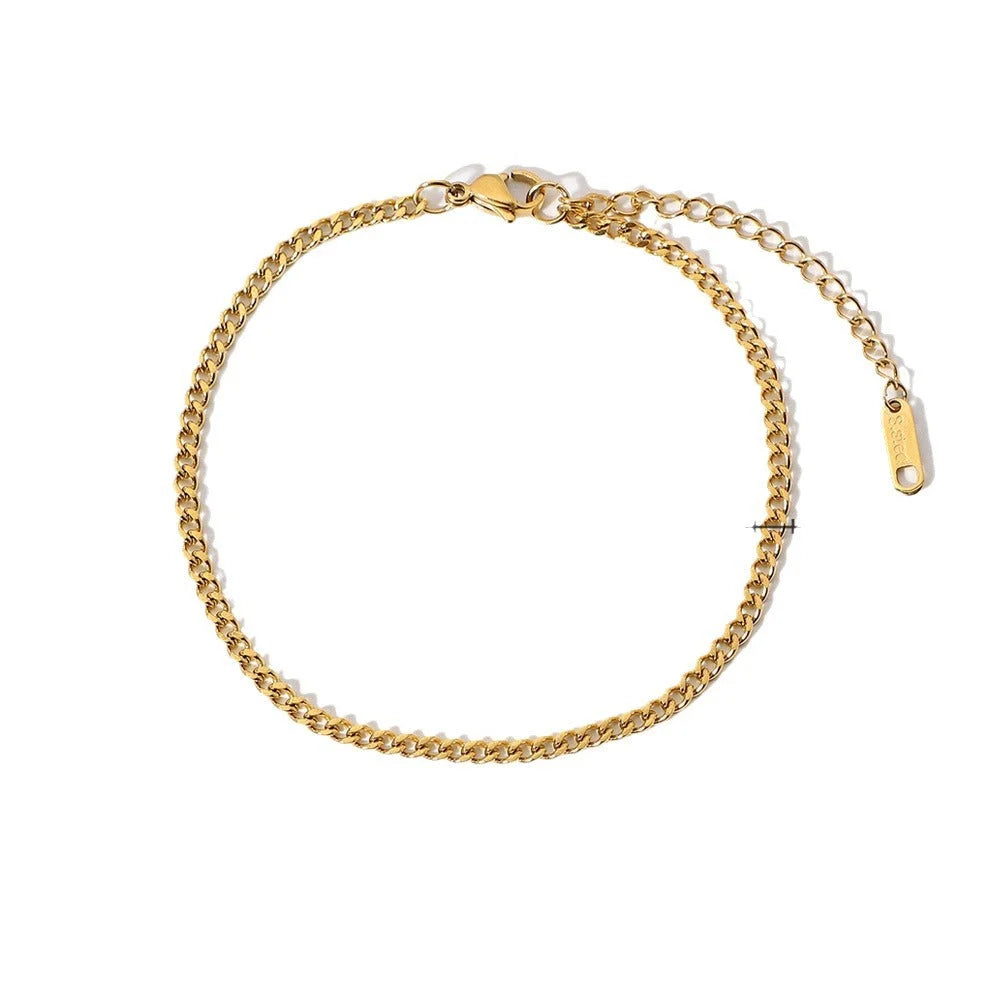 Women Minimalist Geometric Titanium Steel 18K Gold Plated Anklets