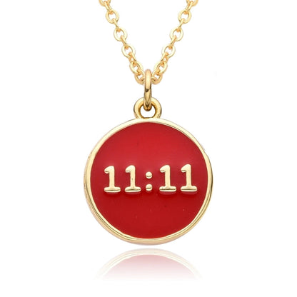 2 Pieces Copper Enamel Geometric Number Pendant Necklace