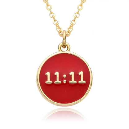 2 Pieces Copper Enamel Geometric Number Pendant Necklace