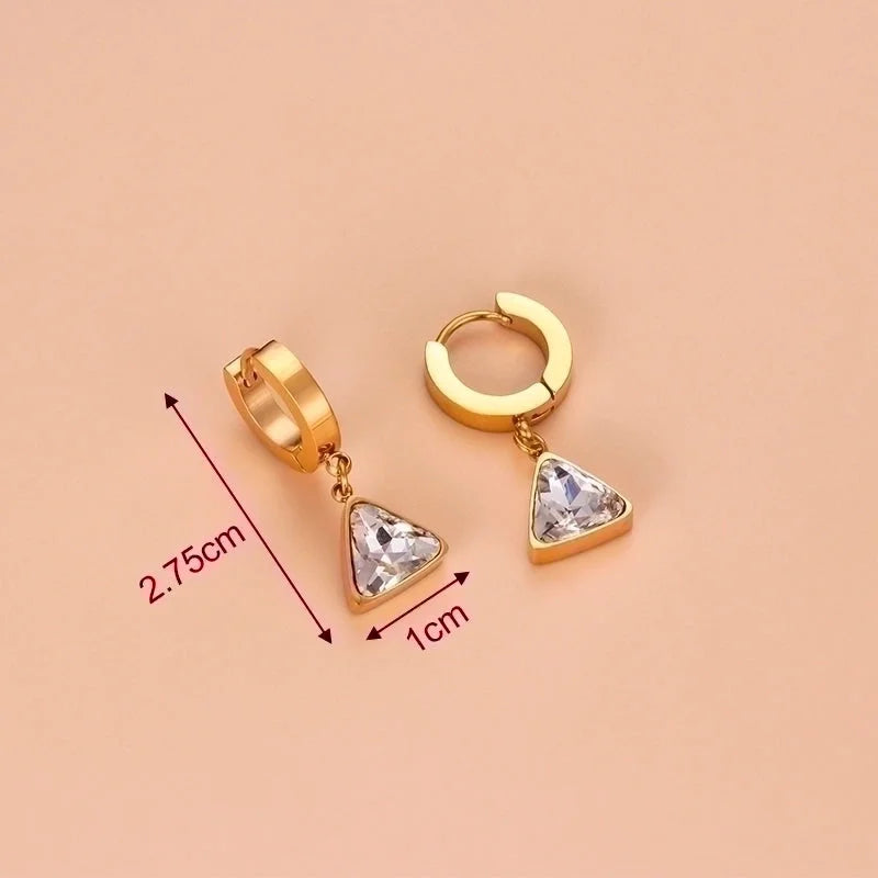 1 Pair Fashion Sector Heart Shape Tassel Gold Plated Inlay 304 Stainless Steel Zircon Stainless Steel Earrings