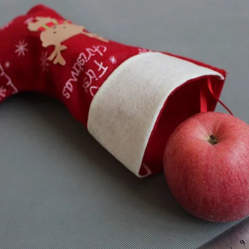 Christmas Stocking Felt Cloth Deer Small Gift Bag Fireplace Hanging Decoration Christmas Outfit