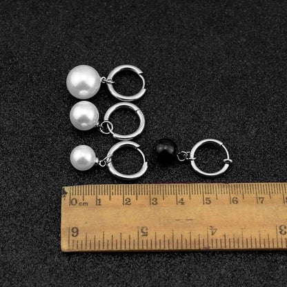 1 Pair Minimalist Pearl Polishing Stainless Steel Drop Earrings