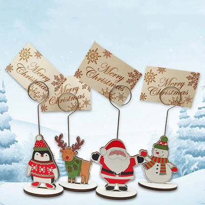 Christmas Cute Penguin Santa Claus Snowman Wood Holiday Office Home Ornaments Decorations Table Decoration