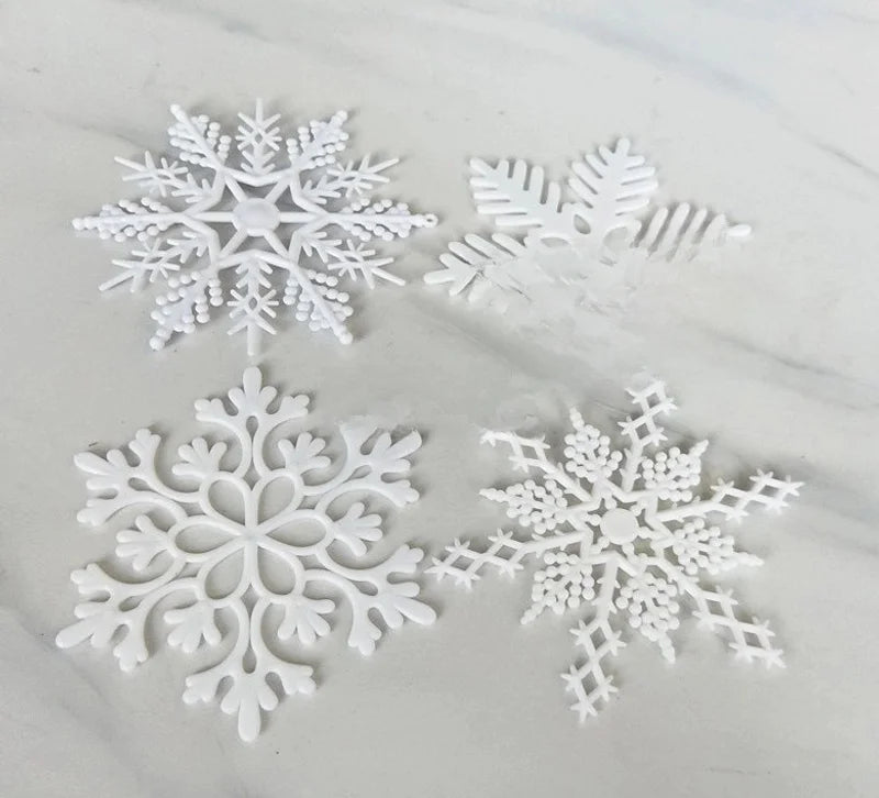 4 Plastic White Christmas Snowflake Film Festival Site Christmas Decoration Props Snowflake Hanging 10cm