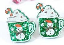 Christmas Christmas Tree Rainbow Sloth Dinosaur Candy House Crystal Ball Christmas Ball Cup Gingerbread Man Earrings