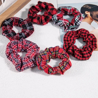 Retro Plaid Cloth Hair Tie