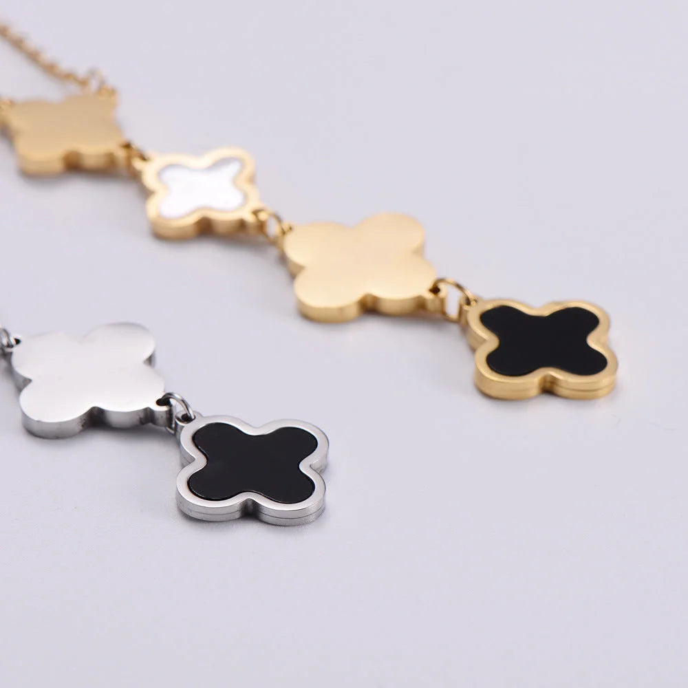 Expressive Four-leaf Clover Star Stainless Steel Electroplating Necklaces