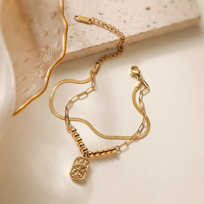 Retro Minimalist Commute Devil's Eye 304 Stainless Steel Zircon Paperclip Chain Snake Chain Bracelets In Bulk Stainless Steel Bracelets