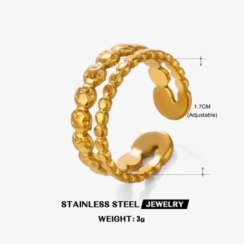 3 Pieces Minimalist Lines 304 Stainless Steel 18K Gold Plated Plating Open Rings