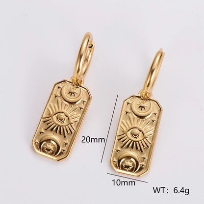 3 Pieces Glam French Style Round Leaves Irregular Inlay 304 Stainless Steel Resin Rhinestones 18K Gold Plated Drop Earrings