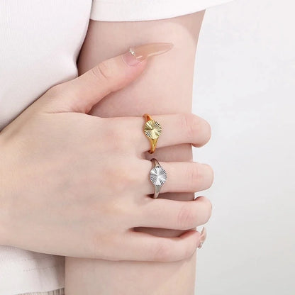 Basic Minimalist Classic Style Geometric 304 Stainless Steel 18K Gold Plated Rings