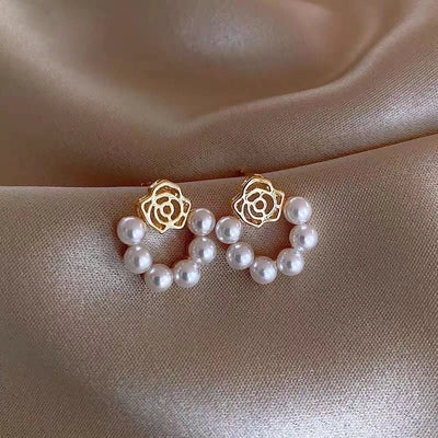 1 Pair Minimalist Round Inlay Alloy Zircon Ear Studs