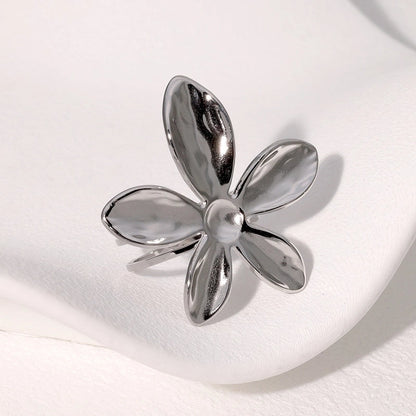 IG Style Vacation Flower 304 Stainless Steel 18K Gold Plated Open Rings