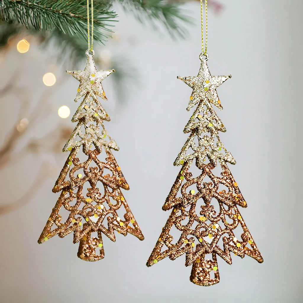 Christmas Tree Small Tree Pendant Decoration Glitter Top Star Christmas Party Decoration Pendant