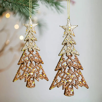 Christmas Tree Small Tree Pendant Decoration Glitter Top Star Christmas Party Decoration Pendant