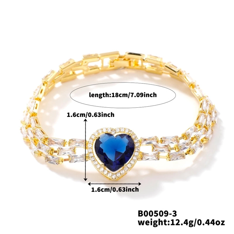 Copper K Gold Plated Inlay Water Droplets Zircon Bracelets