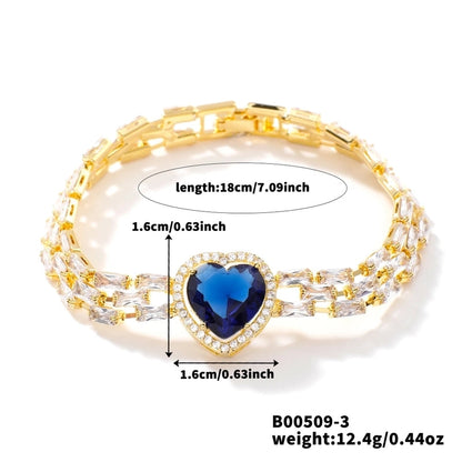 Copper K Gold Plated Inlay Water Droplets Zircon Bracelets