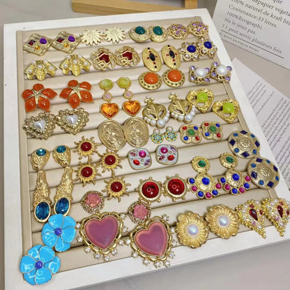 Mid-century Modern Round Geometric Copper Electroplating Earrings