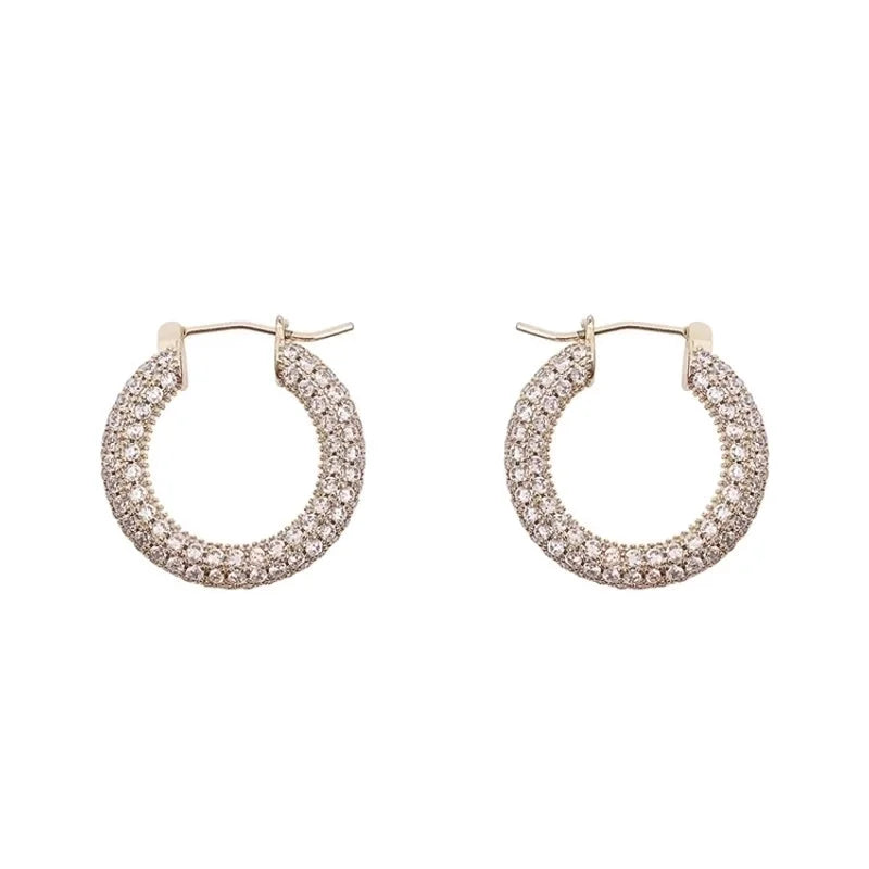 1 Pair Streetwear Solid Color Plating Inlay Copper Zircon Hoop Earrings