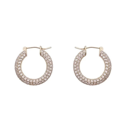 1 Pair Streetwear Solid Color Plating Inlay Copper Zircon Hoop Earrings