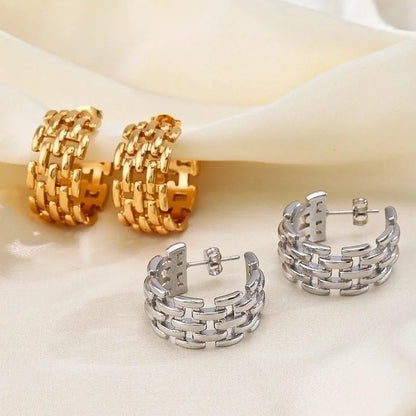 1 Pair Casual Retro C Shape Plating 304 Stainless Steel 18K Gold Plated Ear Studs