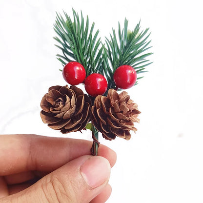 5 Pieces Pine Needle Mini Christmas Tree Accessories Gift Box Decoration Real Flowers Christmas Decoration Snow Powder Snowflake Pine Needle