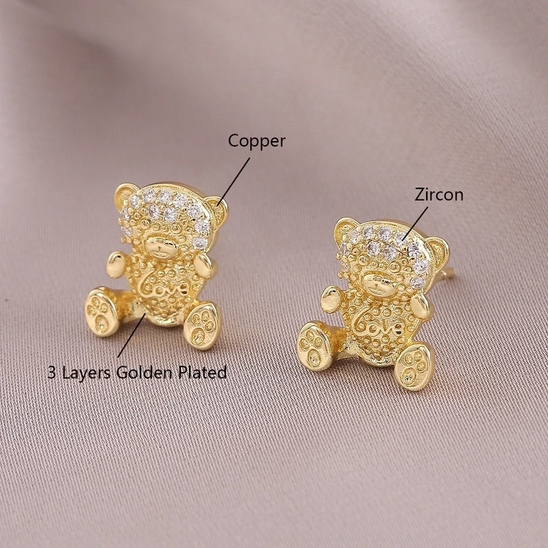 1 Pair IG Style Elegant Minimalist Letter Heart Shape Bicycle Plating Inlay Copper Zircon 18K Gold Plated Ear Studs