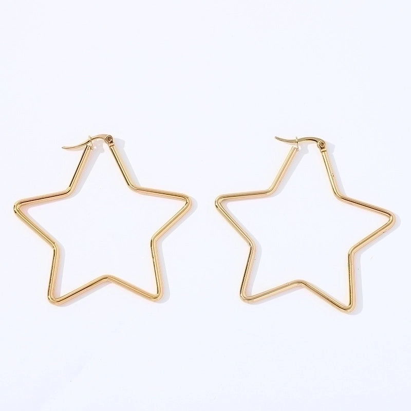 1 Pair Fashion Star Heart Shape Butterfly Plating Hollow Out 201 Stainless Steel 18K Gold Plated Earrings