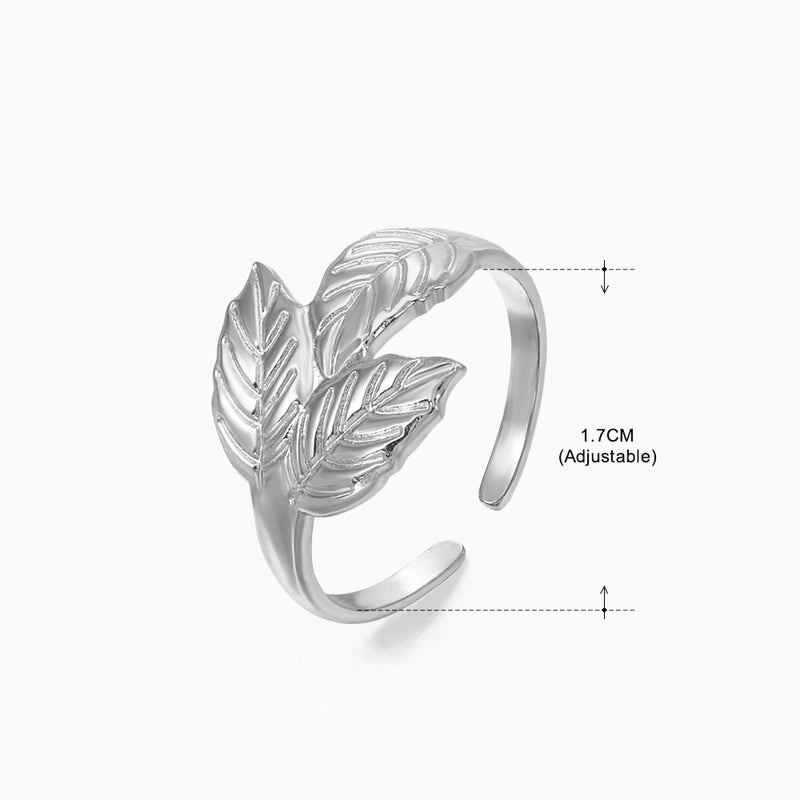3 Pieces Basic Classic Style Geometric Leaf Stainless Steel Plating Open Rings