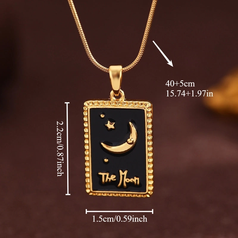 Vintage Style Minimalist Sun Moon Titanium Steel Copper Plating Pendant Necklace