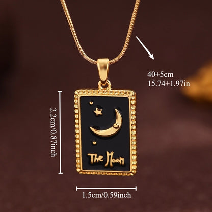 Vintage Style Minimalist Sun Moon Titanium Steel Copper Plating Pendant Necklace